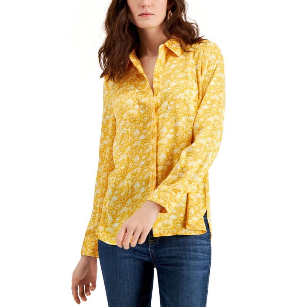 INC International Concepts Womens Button Front Top